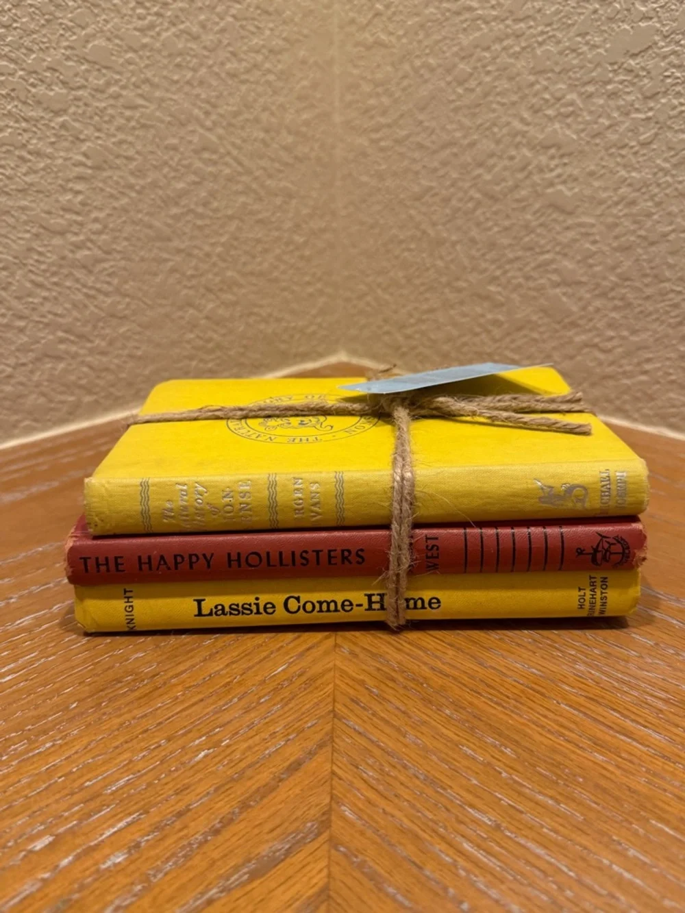 Yellow & Reddish Orange Decorative Vintage-Style Book Bundle for Home Office